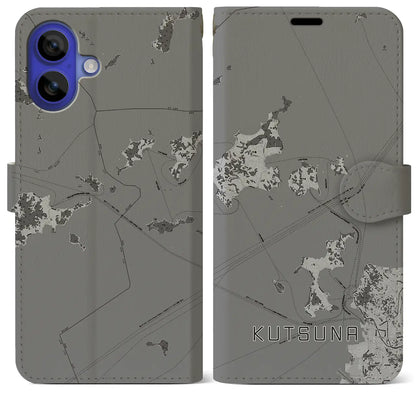 【忽那（愛媛県）】地図柄iPhoneケース（手帳タイプ）モノトーン・iPhone 16 Pro Max 用