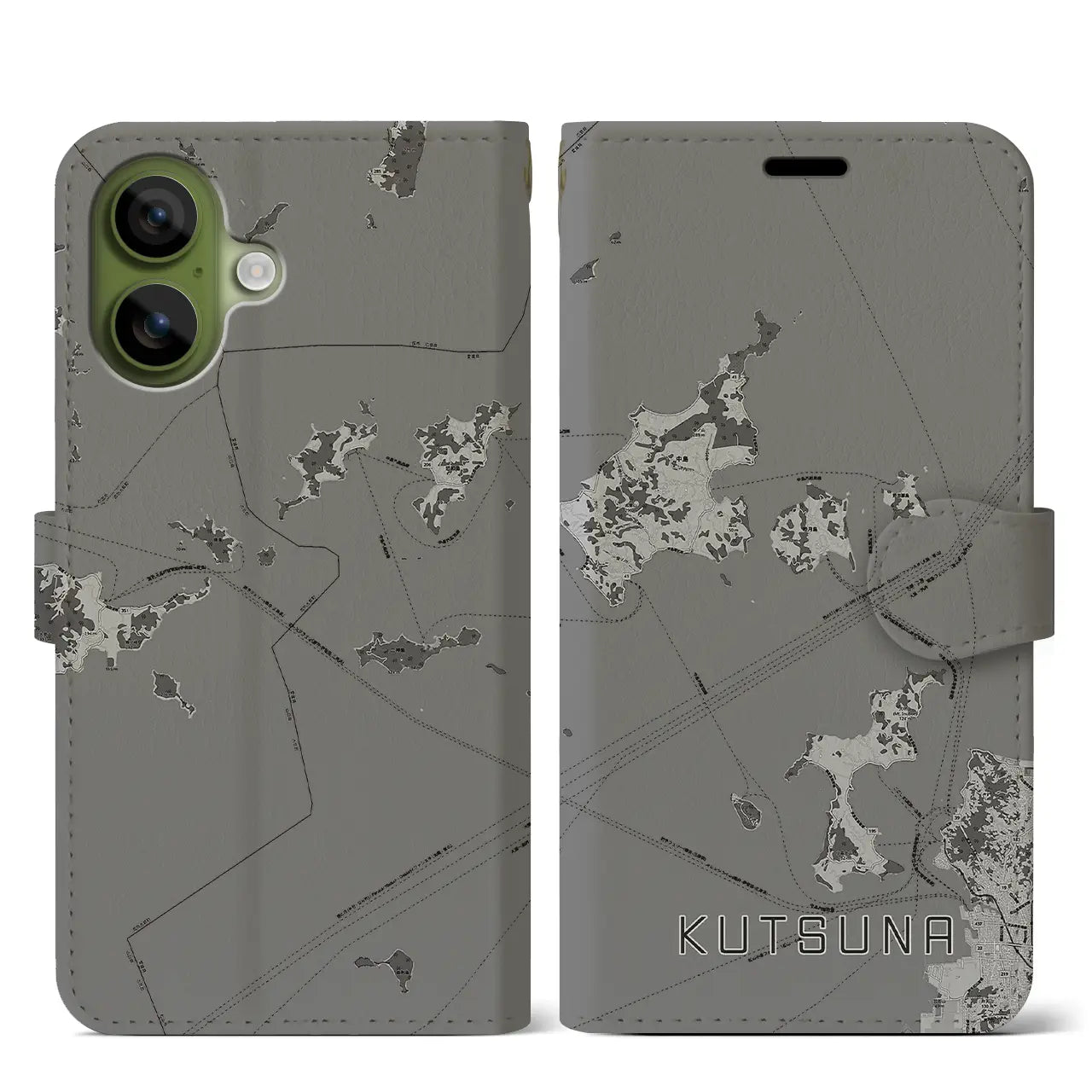 【忽那（愛媛県）】地図柄iPhoneケース（手帳タイプ）