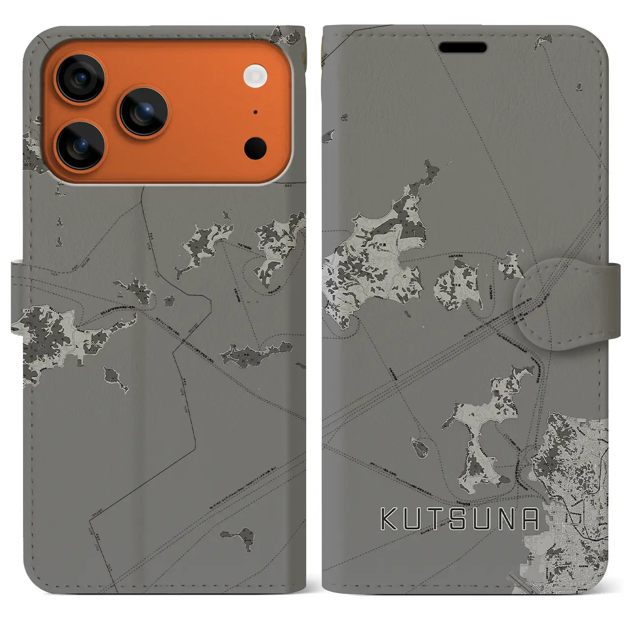 【忽那（愛媛県）】地図柄iPhoneケース（手帳タイプ）