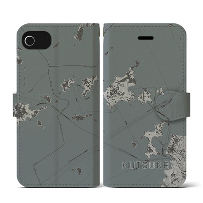 【忽那（愛媛県）】地図柄iPhoneケース（手帳タイプ）モノトーン・iPhone SE（第3 / 第2世代） / 8 / 7 / 6s / 6 用