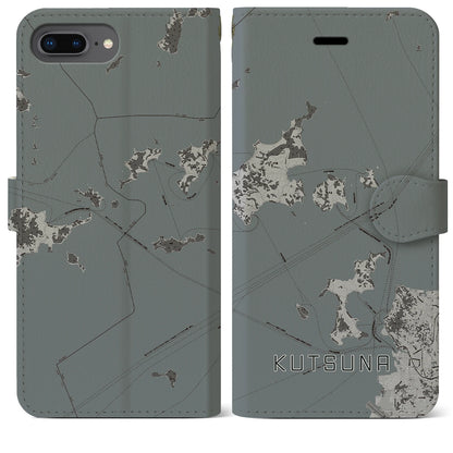 【忽那（愛媛県）】地図柄iPhoneケース（手帳タイプ）モノトーン・iPhone 8Plus /7Plus / 6sPlus / 6Plus 用