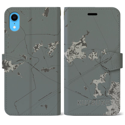 【忽那（愛媛県）】地図柄iPhoneケース（手帳タイプ）モノトーン・iPhone XR 用