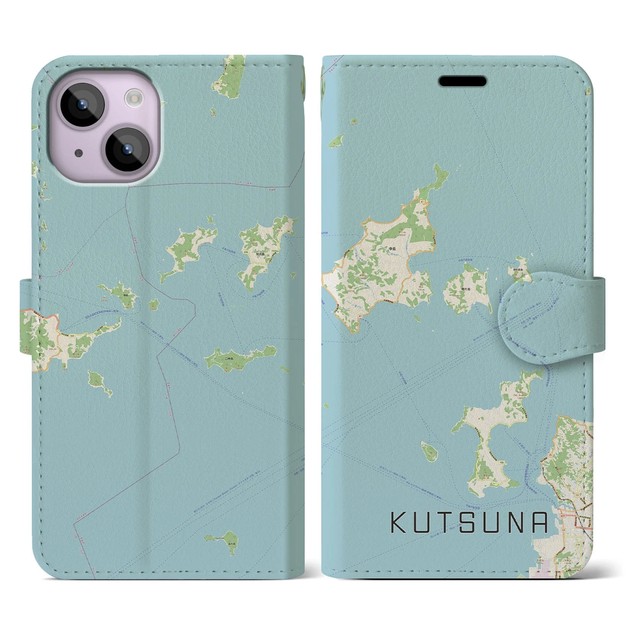 【忽那（愛媛県）】地図柄iPhoneケース（手帳タイプ）