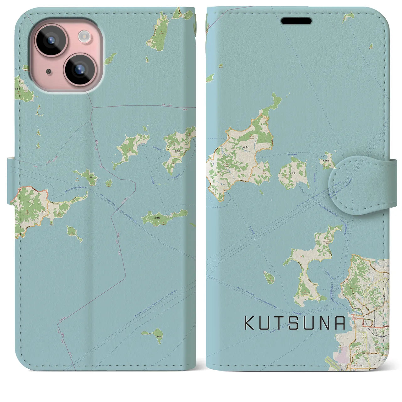 【忽那（愛媛県）】地図柄iPhoneケース（手帳タイプ）