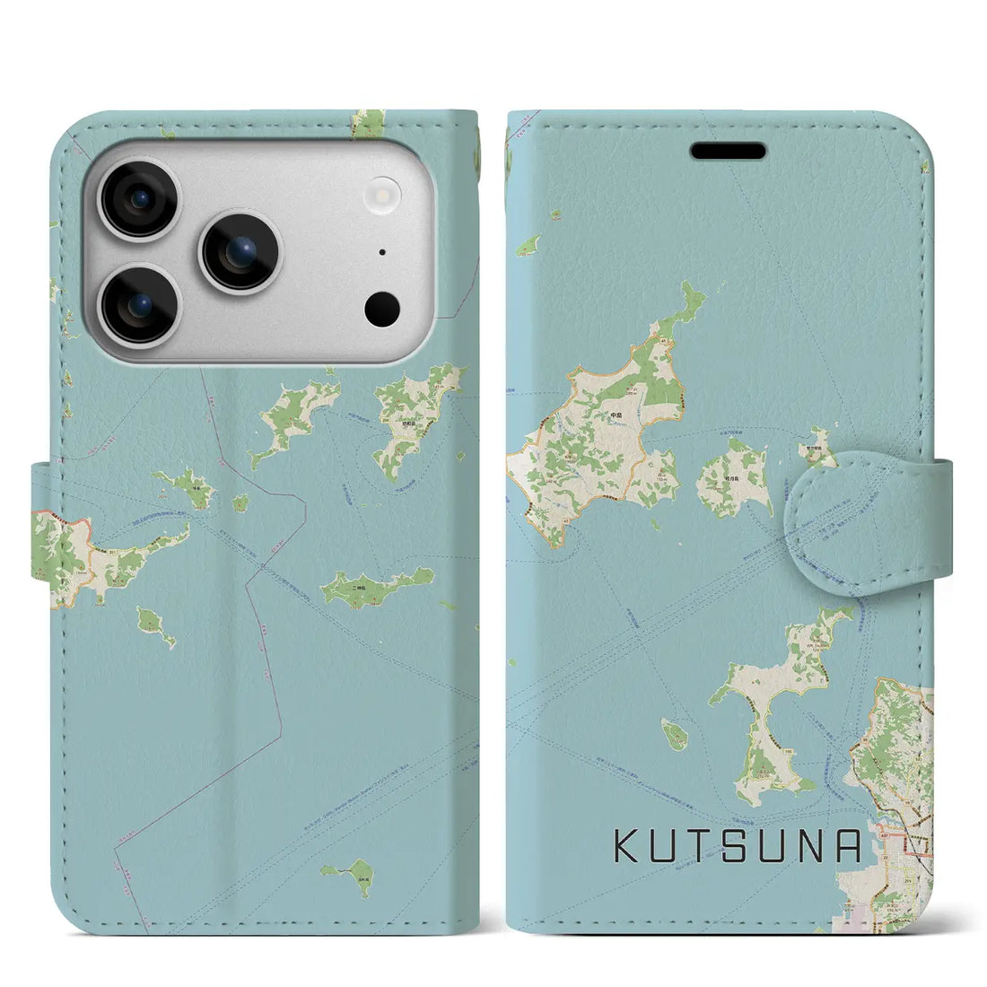 【忽那（愛媛県）】地図柄iPhoneケース（手帳タイプ）ナチュラル・iPhone 17 Pro Max 用