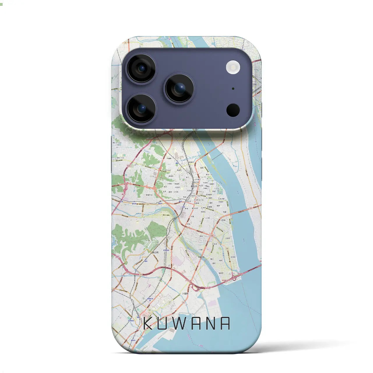 【桑名（三重県）】地図柄iPhoneケース（バックカバータイプ）ブラック・iPhone 17 Pro Max 用