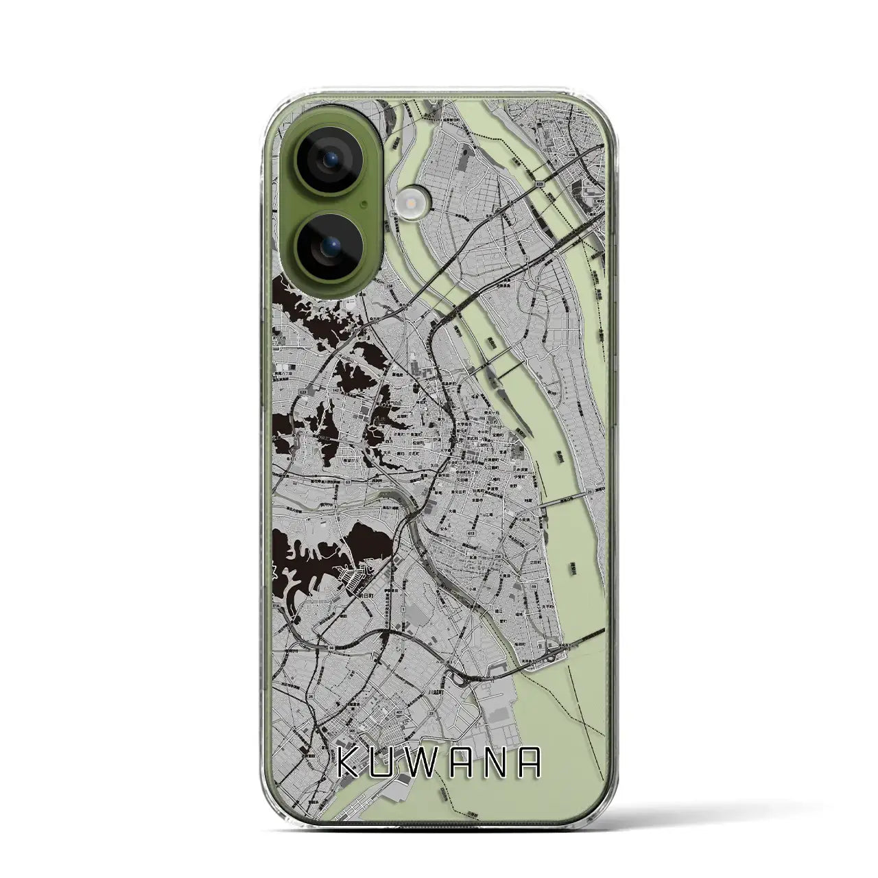 【桑名（三重県）】地図柄iPhoneケース（クリアタイプ）モノトーン・iPhone 17 Pro Max 用