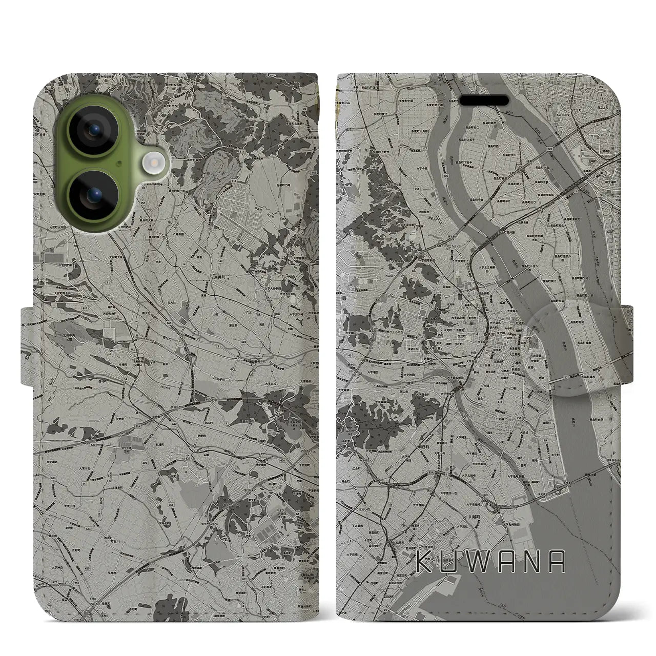 【桑名（三重県）】地図柄iPhoneケース（手帳タイプ）