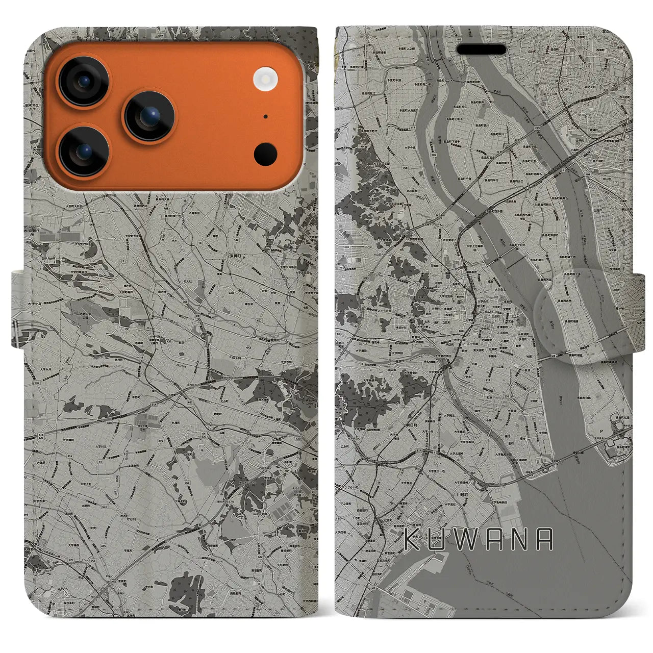 【桑名（三重県）】地図柄iPhoneケース（手帳タイプ）