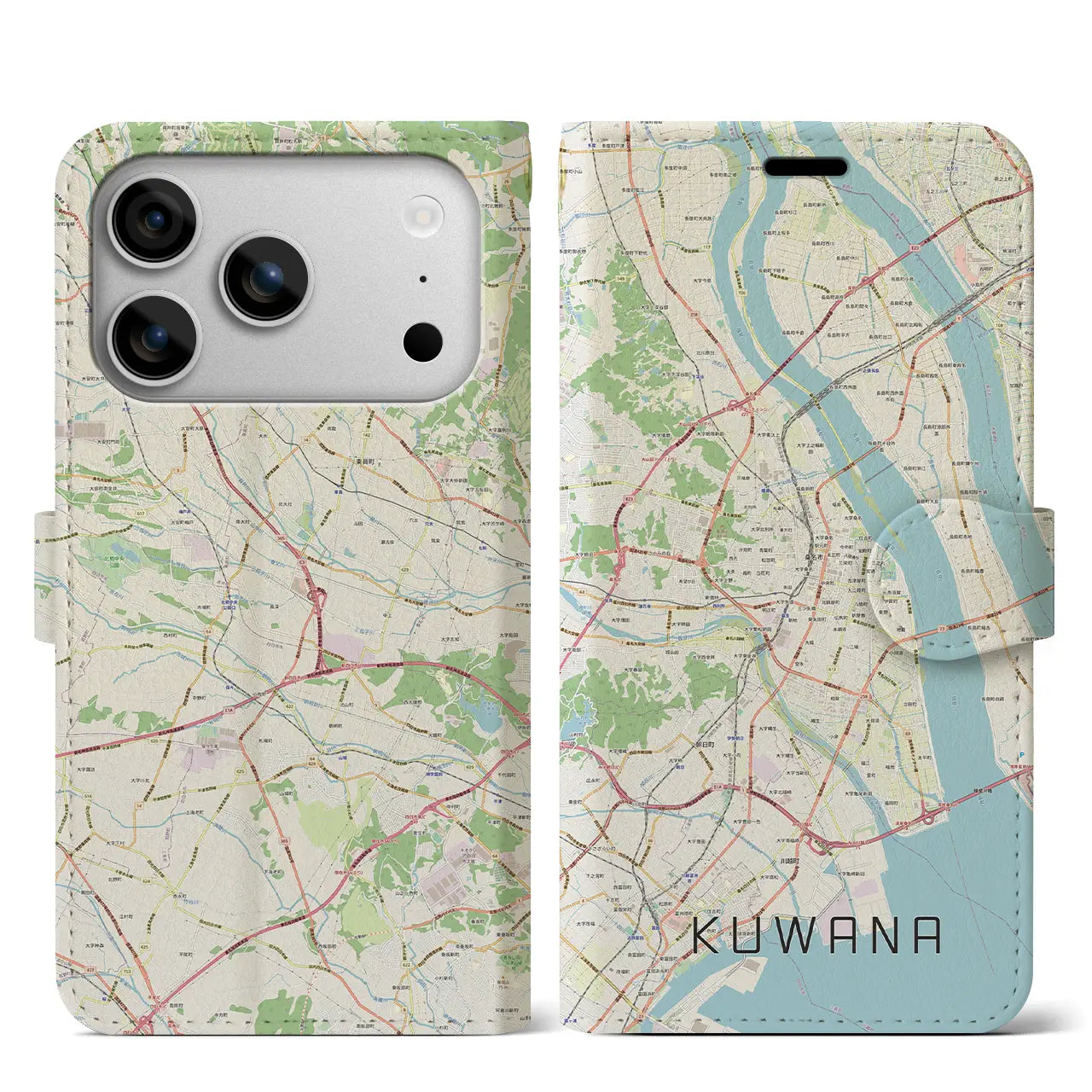 【桑名（三重県）】地図柄iPhoneケース（手帳タイプ）