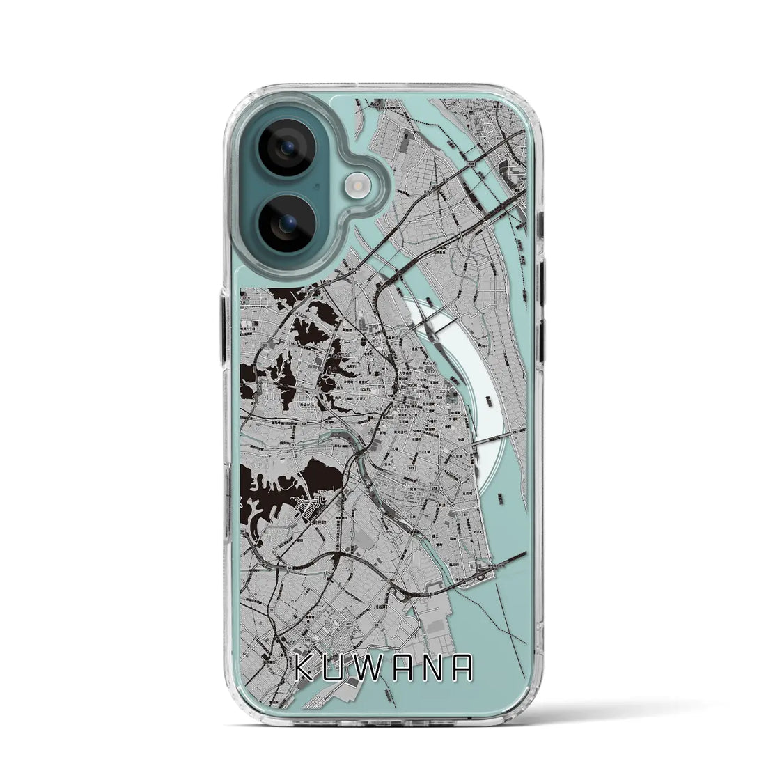 【桑名（三重県）】地図柄iPhoneケース（MagSafeタイプ）モノトーン・iPhone 16 Pro 用