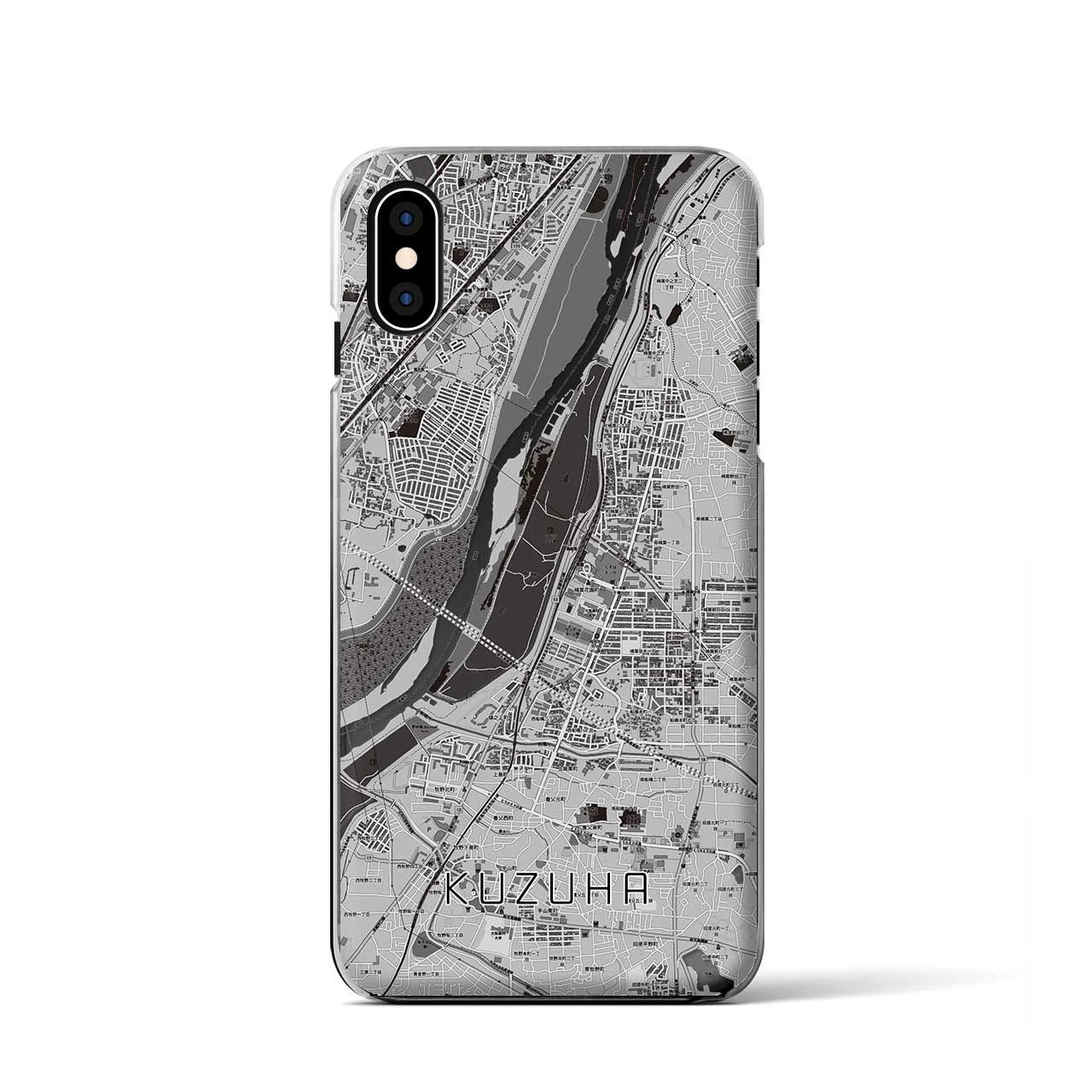 【樟葉（大阪府）】地図柄iPhoneケース（クリアタイプ）モノトーン・iPhone XS / X 用