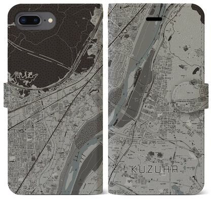 【樟葉（大阪府）】地図柄iPhoneケース（手帳タイプ）モノトーン・iPhone 8Plus /7Plus / 6sPlus / 6Plus 用