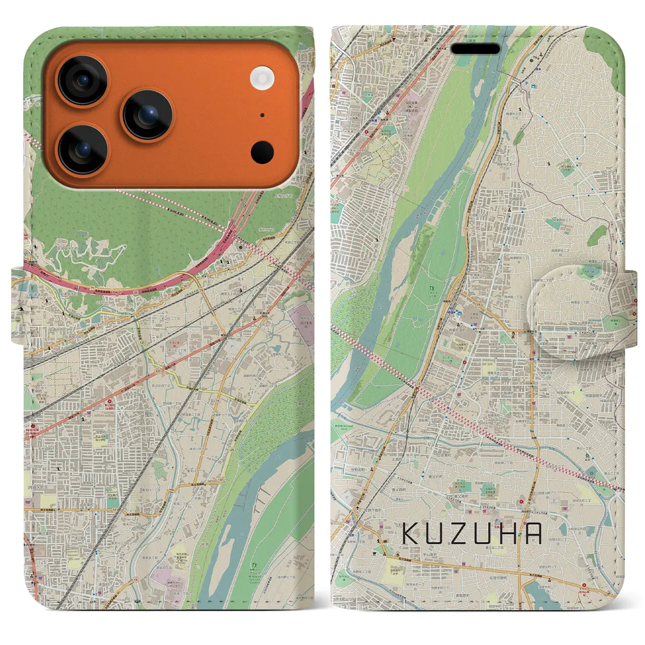 【樟葉（大阪府）】地図柄iPhoneケース（手帳タイプ）