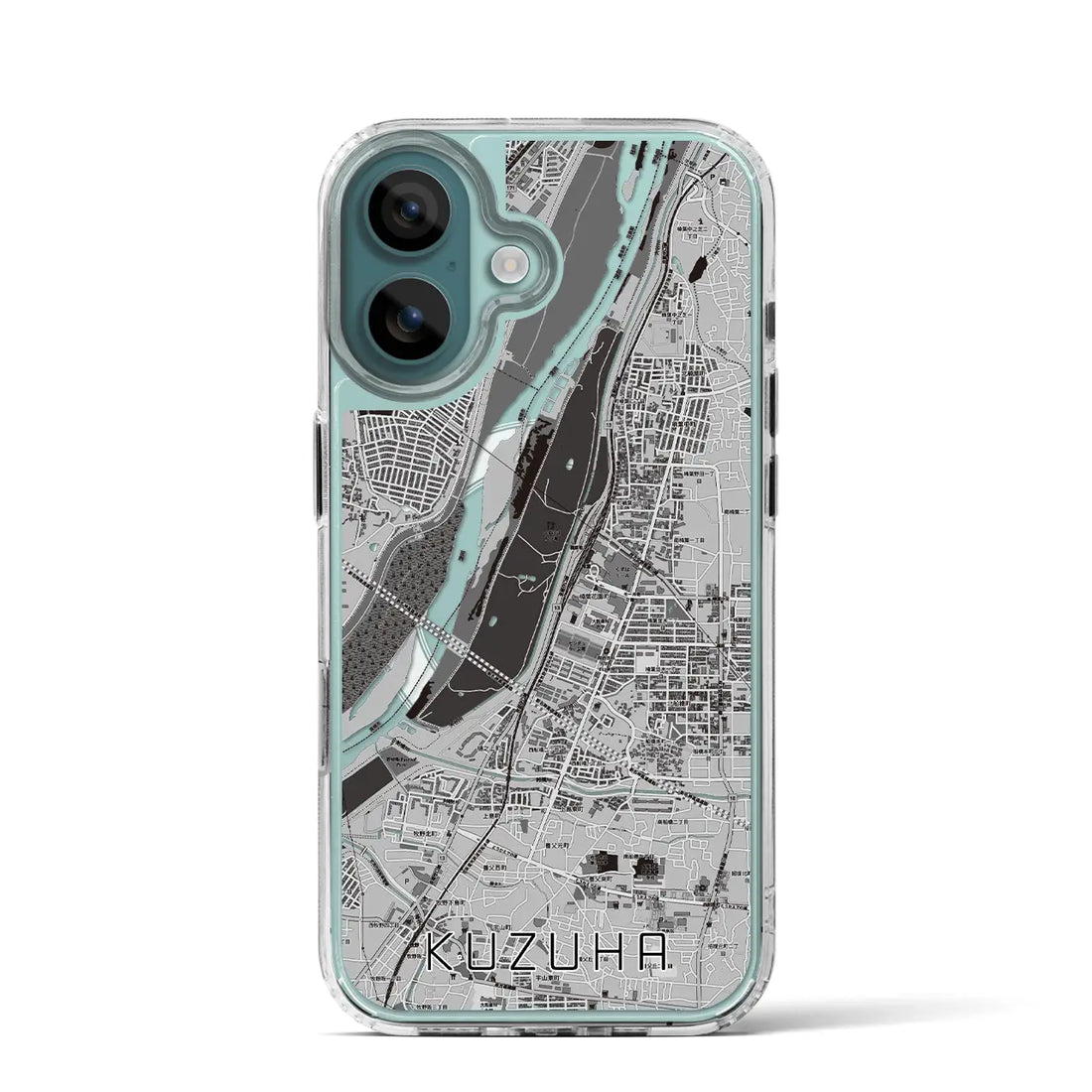 【樟葉（大阪府）】地図柄iPhoneケース（MagSafeタイプ）モノトーン・iPhone 16 Pro 用