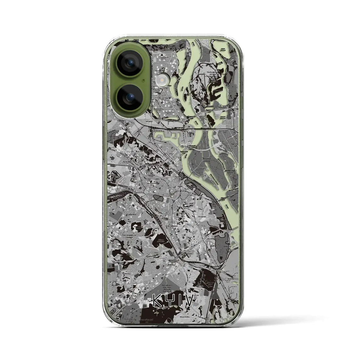 【キーウ（ウクライナ）】地図柄iPhoneケース（クリアタイプ）モノトーン・iPhone 17 Pro Max 用