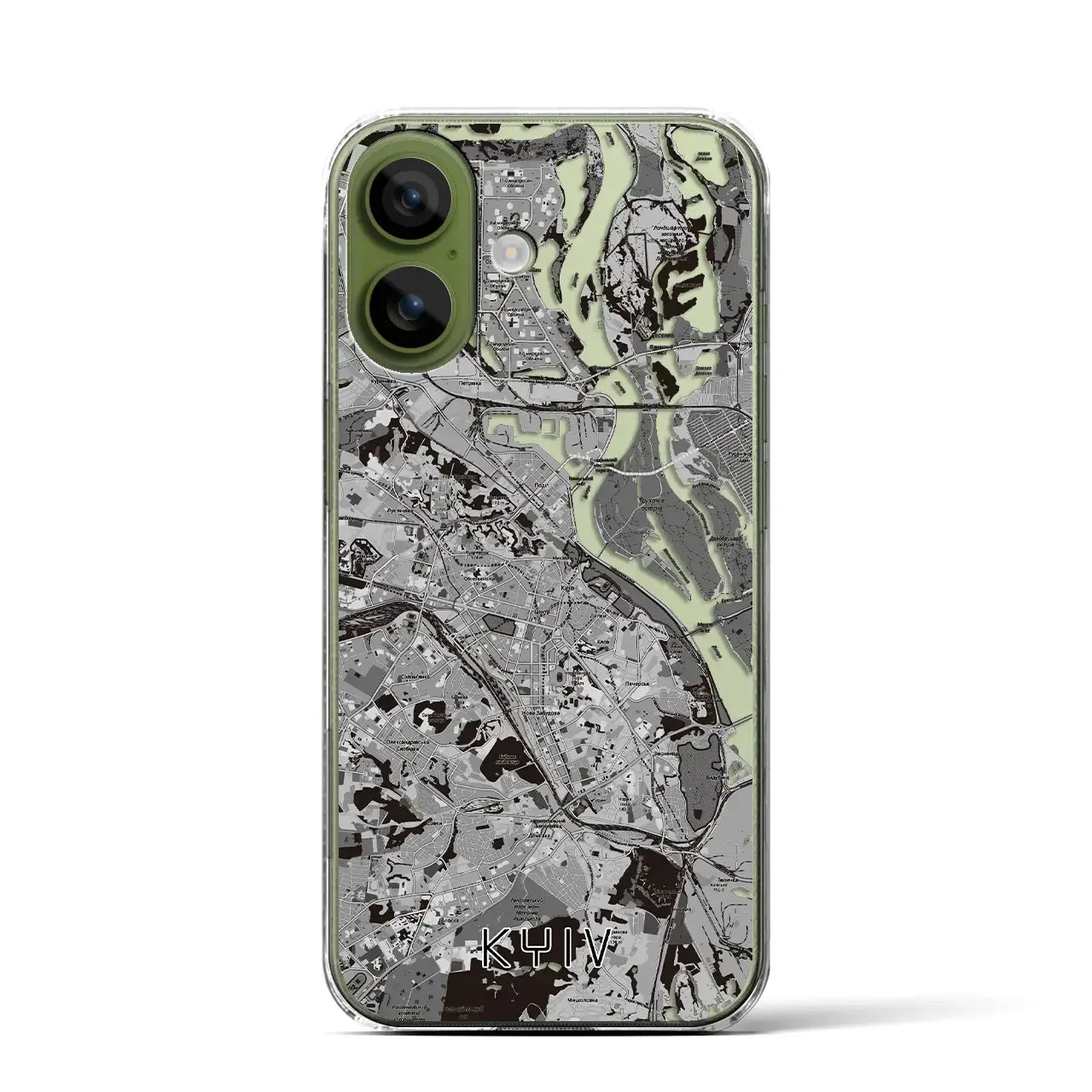 【キーウ（ウクライナ）】地図柄iPhoneケース（クリアタイプ）モノトーン・iPhone 17 Pro Max 用