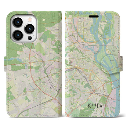 【キーウ（ウクライナ）】地図柄iPhoneケース（手帳タイプ）ナチュラル・iPhone 13 Pro 用