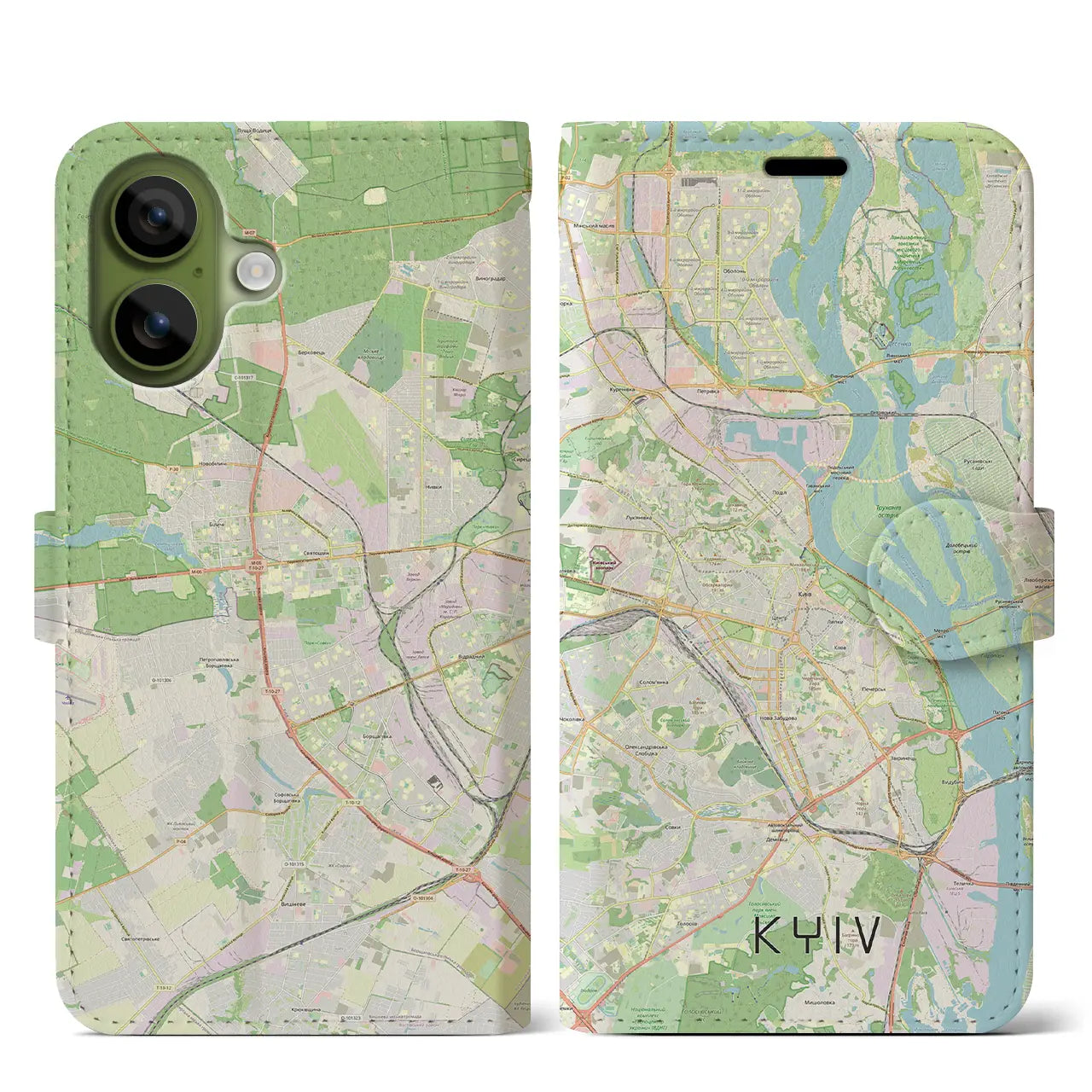 【キーウ（ウクライナ）】地図柄iPhoneケース（手帳タイプ）