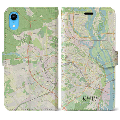 【キーウ（ウクライナ）】地図柄iPhoneケース（手帳タイプ）ナチュラル・iPhone XR 用