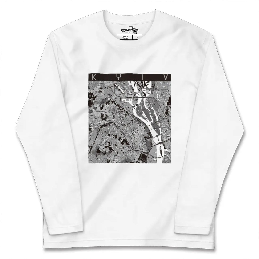 【キーウ（ウクライナ）】地図柄ロングスリーブTシャツ