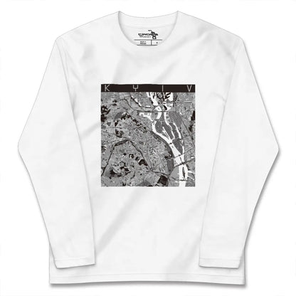 【キーウ（ウクライナ）】地図柄ロングスリーブTシャツ