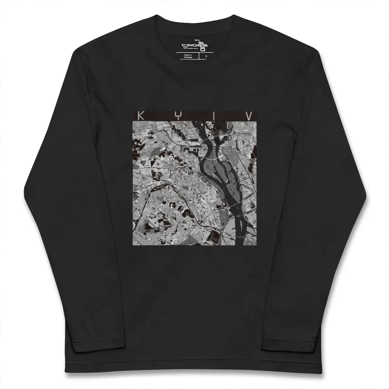 【キーウ（ウクライナ）】地図柄ロングスリーブTシャツ