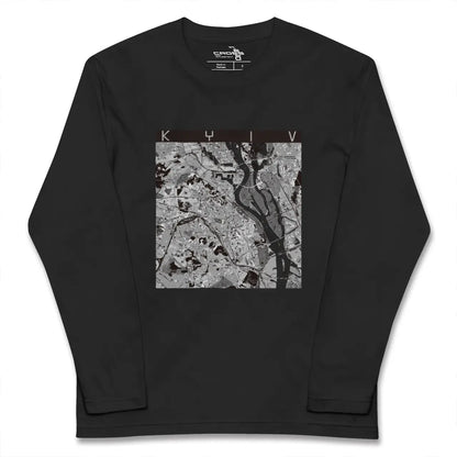 【キーウ（ウクライナ）】地図柄ロングスリーブTシャツ