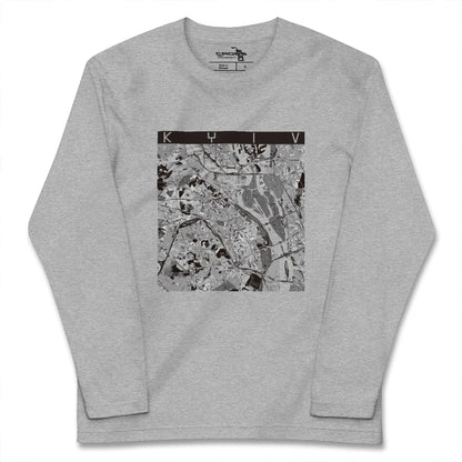 【キーウ（ウクライナ）】地図柄ロングスリーブTシャツ