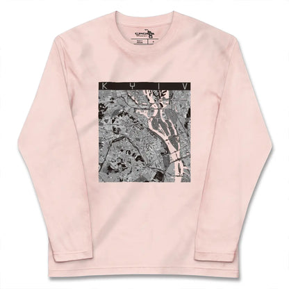 【キーウ（ウクライナ）】地図柄ロングスリーブTシャツ