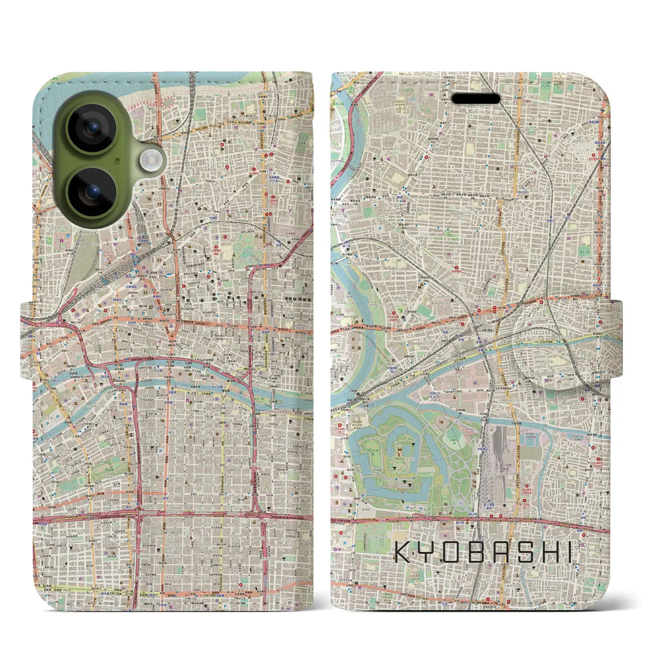 【京橋（大阪府）】地図柄iPhoneケース（手帳タイプ）