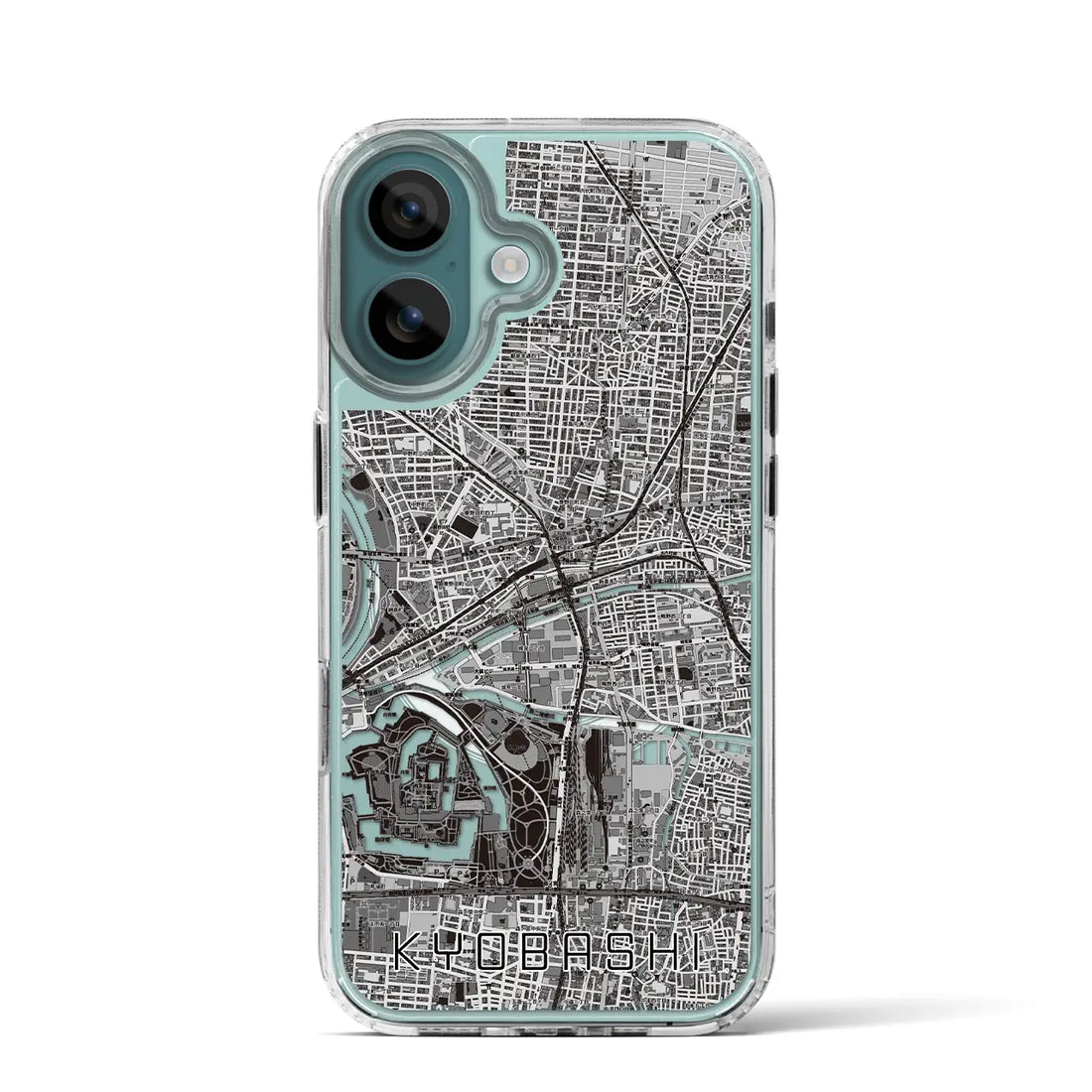 【京橋(大阪府)】地図柄iPhoneケース(MagSafeタイプ)モノトーン・iPhone 16 Pro 用