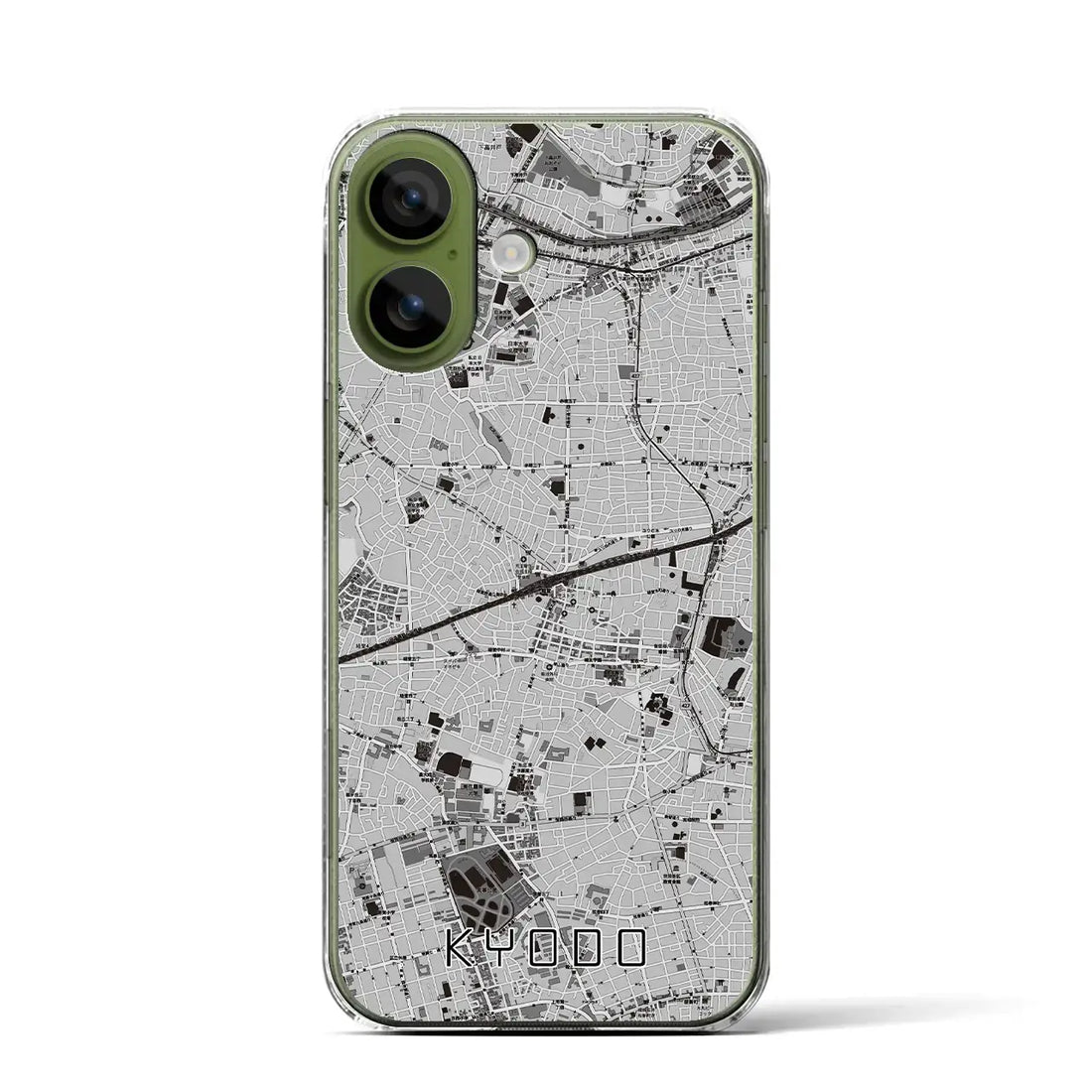 【経堂(東京都)】地図柄iPhoneケース(クリアタイプ)モノトーン・iPhone 17 Pro Max 用