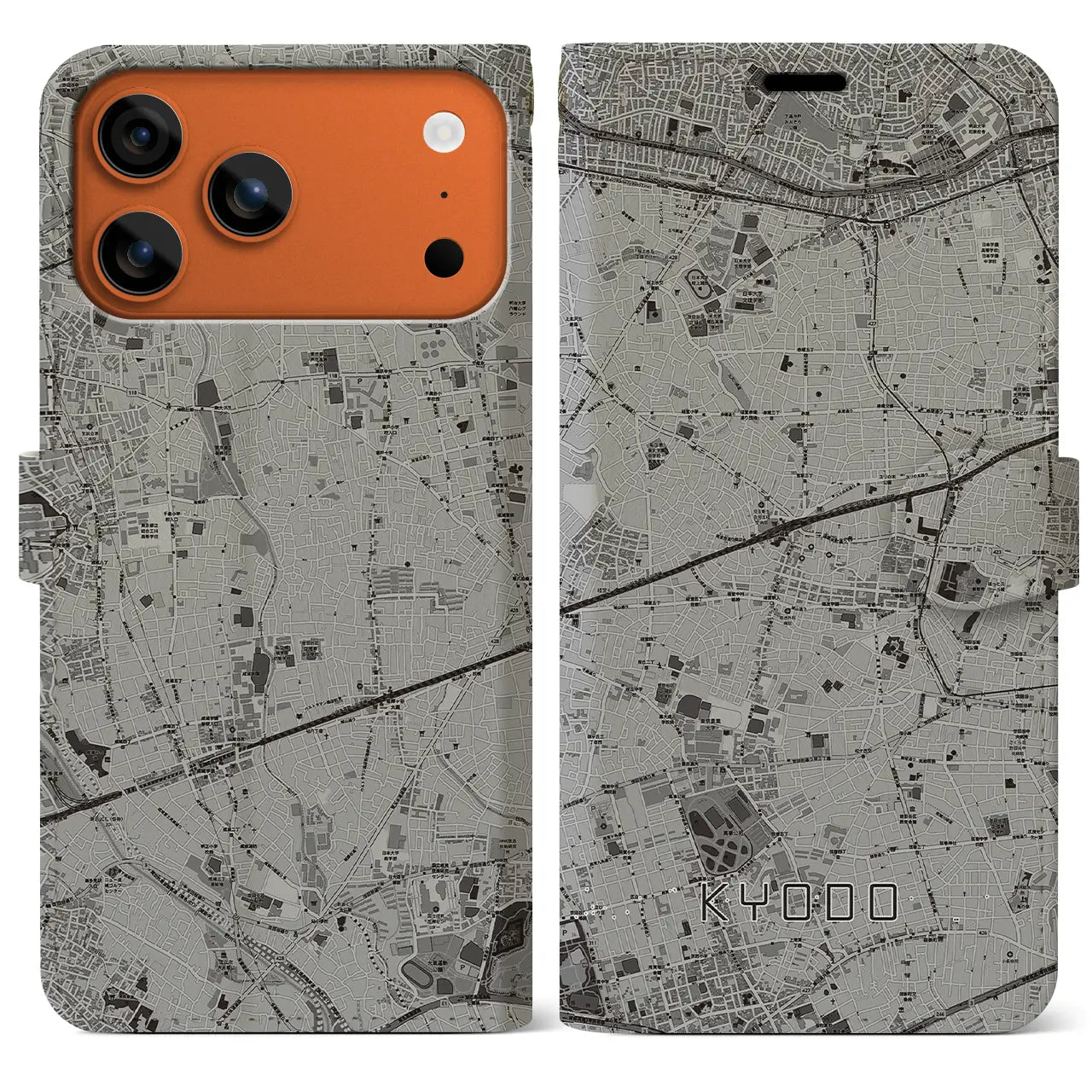 【経堂（東京都）】地図柄iPhoneケース（手帳タイプ）