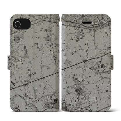 【経堂（東京都）】地図柄iPhoneケース（手帳タイプ）モノトーン・iPhone SE（第3 / 第2世代） / 8 / 7 / 6s / 6 用