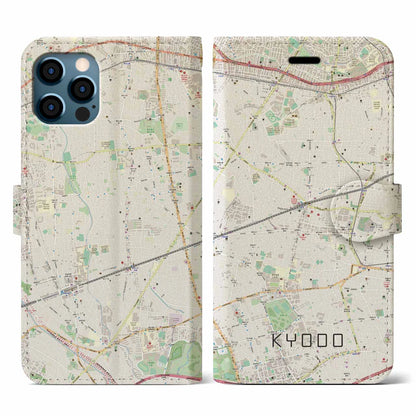 【経堂（東京都）】地図柄iPhoneケース（手帳タイプ）ナチュラル・iPhone 12 / 12 Pro 用