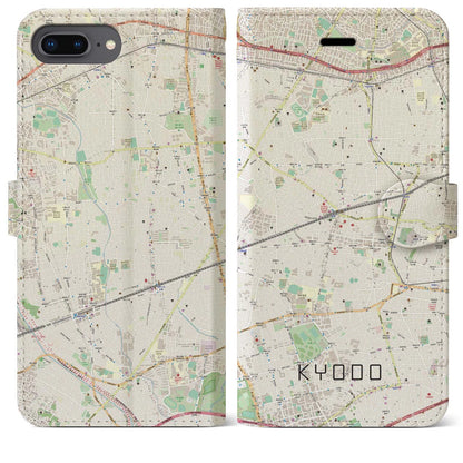 【経堂（東京都）】地図柄iPhoneケース（手帳タイプ）ナチュラル・iPhone 8Plus /7Plus / 6sPlus / 6Plus 用