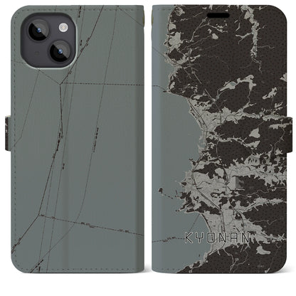 【鋸南（千葉県）】地図柄iPhoneケース（手帳タイプ）モノトーン・iPhone 14 Plus 用