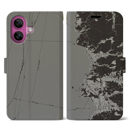 【鋸南（千葉県）】地図柄iPhoneケース（手帳タイプ）モノトーン・iPhone 16 Pro 用