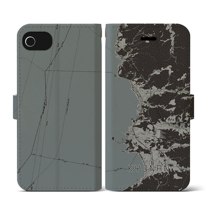 【鋸南（千葉県）】地図柄iPhoneケース（手帳タイプ）モノトーン・iPhone SE（第3 / 第2世代） / 8 / 7 / 6s / 6 用