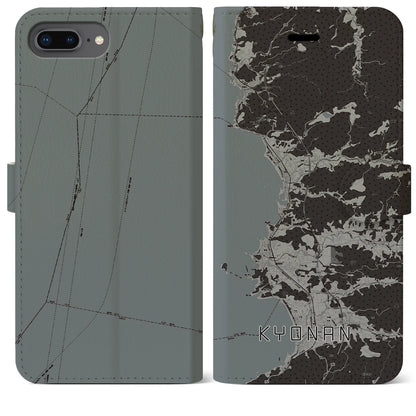 【鋸南（千葉県）】地図柄iPhoneケース（手帳タイプ）モノトーン・iPhone 8Plus /7Plus / 6sPlus / 6Plus 用