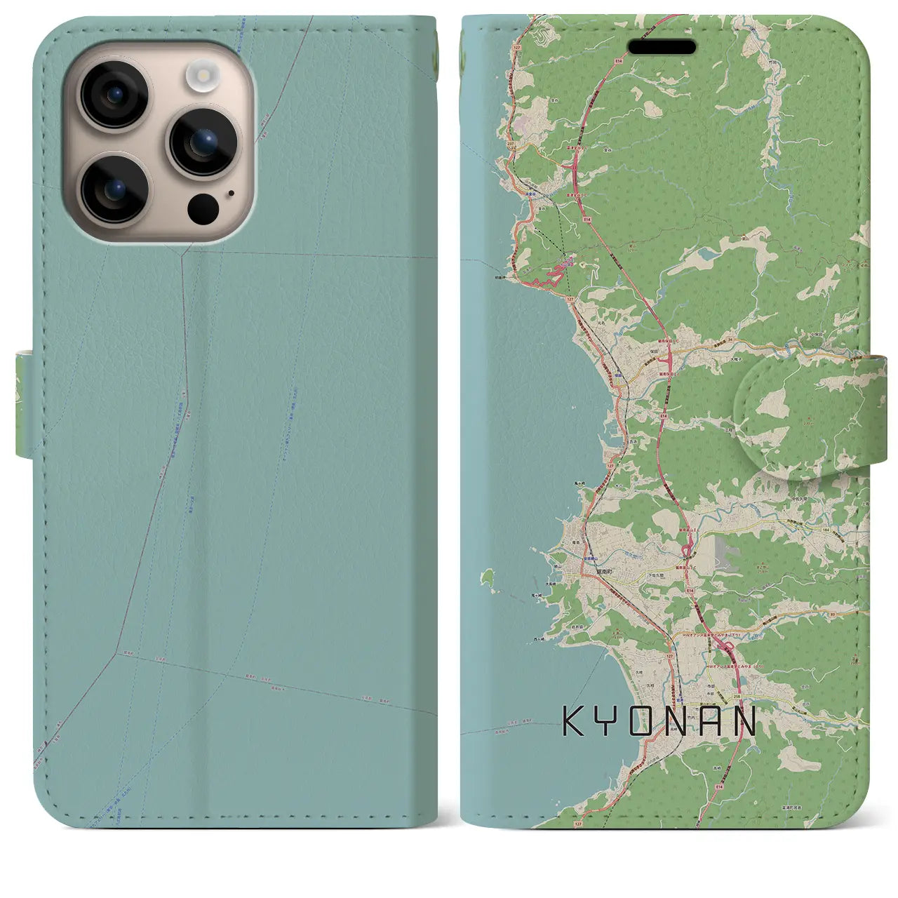 【鋸南（千葉県）】地図柄iPhoneケース（手帳タイプ）ナチュラル・iPhone 16 Plus 用