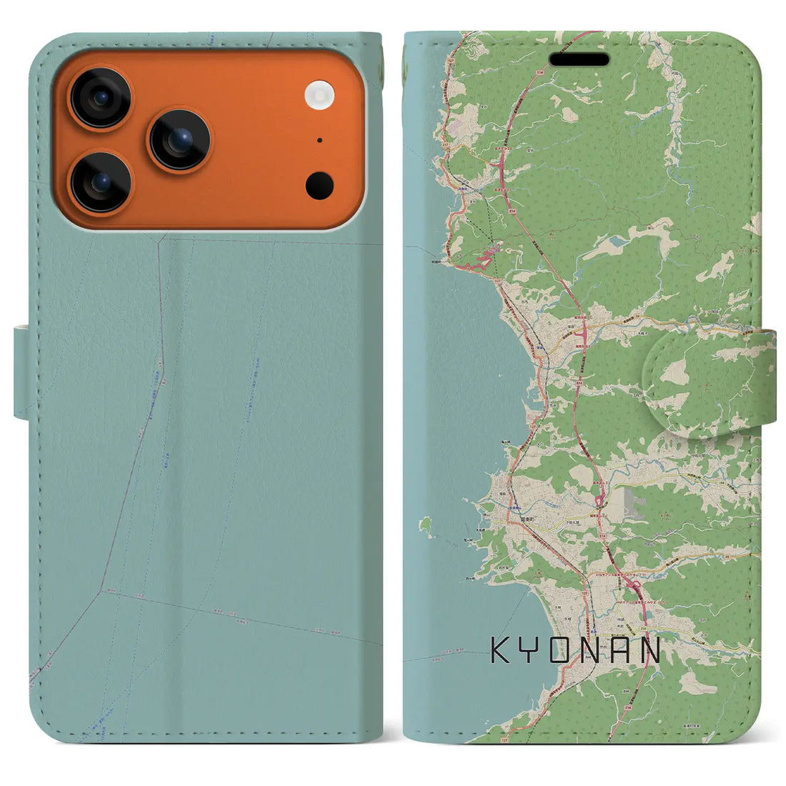 【鋸南（千葉県）】地図柄iPhoneケース（手帳タイプ）ナチュラル・iPhone 17 Pro Max 用