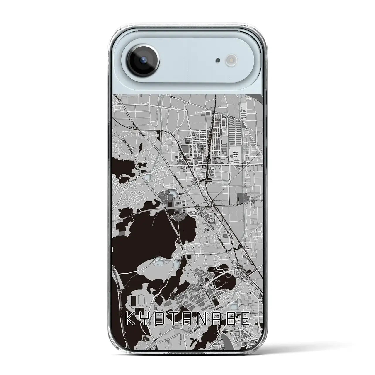 【京田辺（京都府）】地図柄iPhoneケース（クリアタイプ）モノトーン・iPhone 17 Pro Max 用