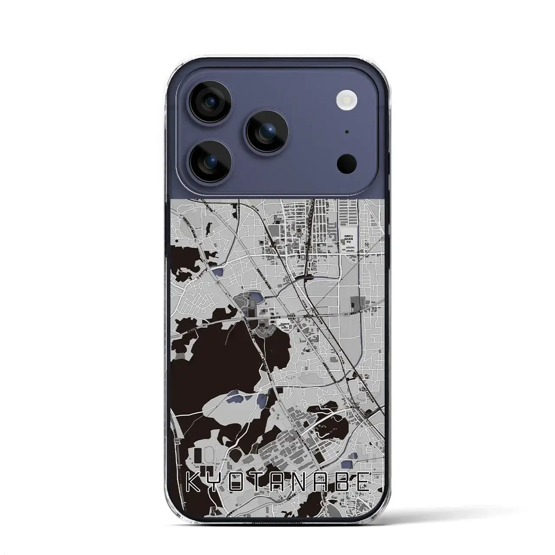 【京田辺(京都府)】地図柄iPhoneケース(クリアタイプ)モノトーン・iPhone 17 Pro Max 用