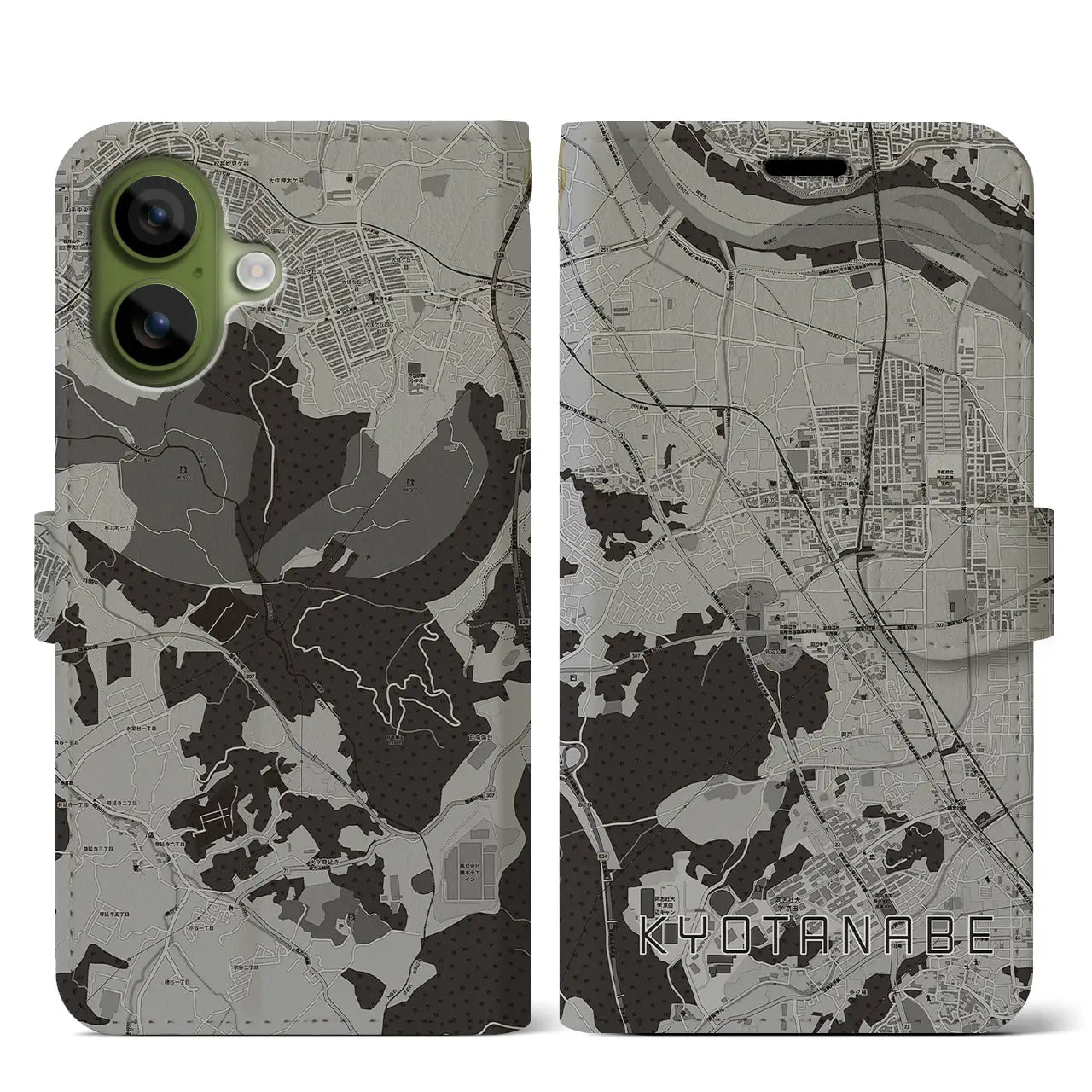 【京田辺（京都府）】地図柄iPhoneケース（手帳タイプ）