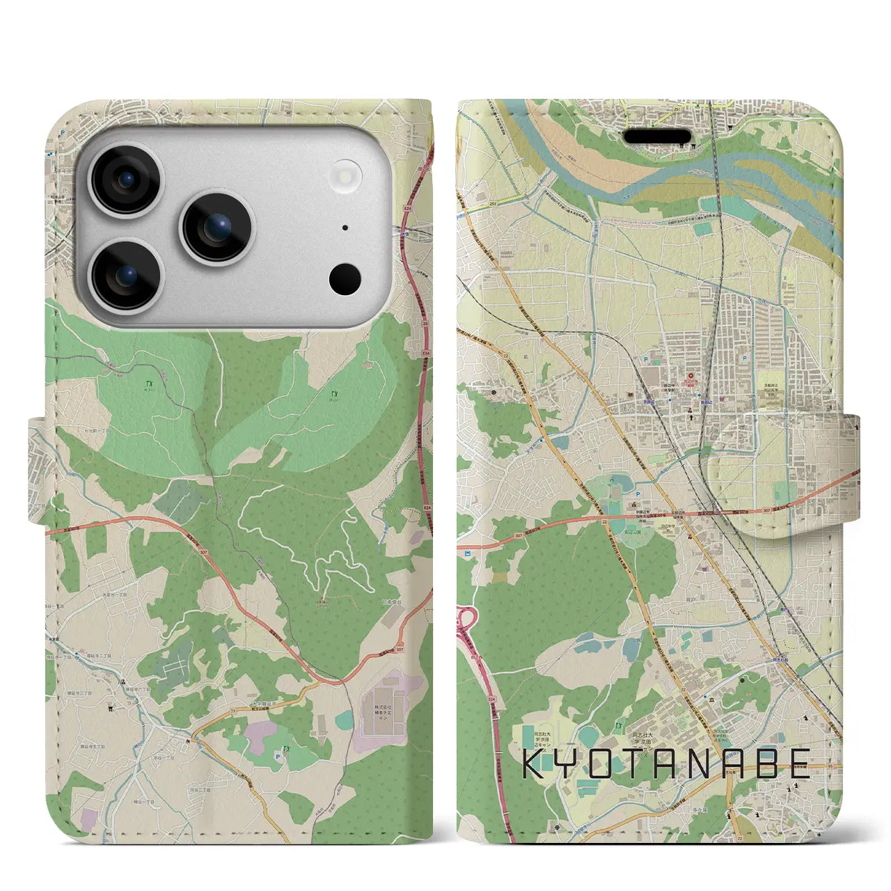 【京田辺（京都府）】地図柄iPhoneケース（手帳タイプ）