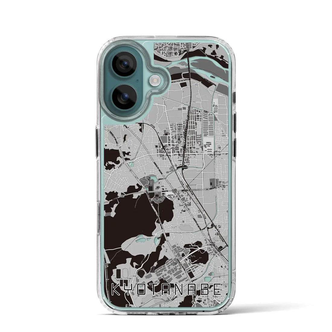 【京田辺(京都府)】地図柄iPhoneケース(MagSafeタイプ)モノトーン・iPhone 16 Pro 用