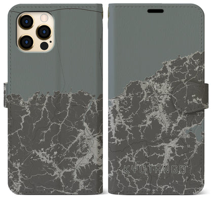 【京丹後（京都府）】地図柄iPhoneケース（手帳タイプ）モノトーン・iPhone 12 Pro Max 用
