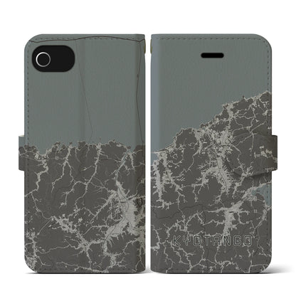 【京丹後（京都府）】地図柄iPhoneケース（手帳タイプ）モノトーン・iPhone SE（第3 / 第2世代） / 8 / 7 / 6s / 6 用